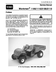 Toro 02110SL Rev D Service Manual Workman 1100 1110 2100 2110 Preface Publication page 1
