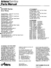 Ariens Sno Thro 924000 Series Snow Blower Parts Manual page 1