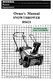 Honda HS621 Snow Blower Owners Manual page 1