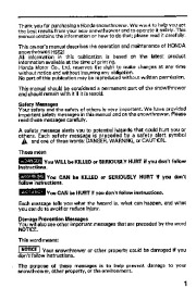 Honda HS621 Snow Blower Owners Manual page 2