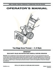 MTD C D Style Snow Blower Owners Manual page 1