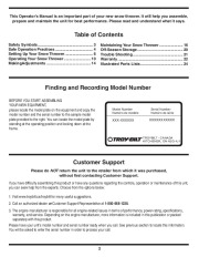 MTD Troy Bilt Snow Blower Owners Manual page 2