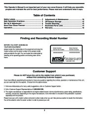 MTD Adjustments Maintenance Single Stage Snow Blower Owners Manual page 2