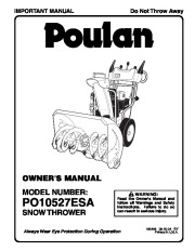 Poulan PO10527ESA 193448 Snow Blower Owners Manual page 1