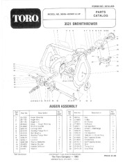Toro 38035 3521 Snowthrower Parts Catalog, 1984 page 1