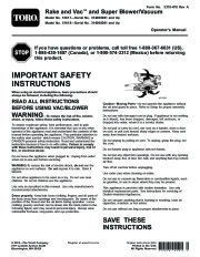 Toro 51618 Super Blower/Vacuum Manual, 2014 page 1