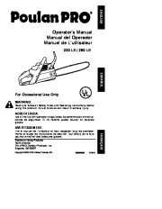 Poulan Pro 220 260 LE Chainsaw Owners Manual page 1