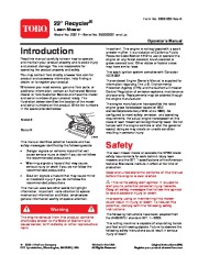 Toro 20017 22-Inch Recycler Lawn Mower Owners Manual page 1