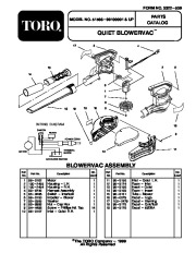 Toro 51556 Quiet Electric 850 Blower Vacuum Parts Calatog page 1