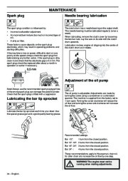 Husqvarna 576XP AutoTune Chainsaw Owners Manual, 2001,2002,2003,2004,2005,2006,2007,2008,2009 page 34