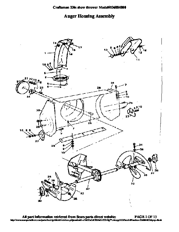 Craftsman 536.884800 23-Inch Snow Blower Owners Manual