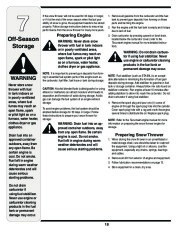 MTD 769-01275C E F Style Snow Blower Owners Manual page 18