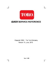 Toro QUICK SERVICE REFERENCE 2004 Toro Company Version 13 June 2010 1 258 Book page 1