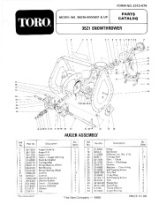 Toro 38035 3521 Snowthrower Parts Catalog, 1986 page 1