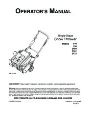 MTD 140 150 E150 E162 E172 Snow Blower Owners Manual page 1