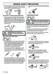 2008-2009 Husqvarna 357XP 359 Chainsaw Owners Manual, 2008,2009 page 14