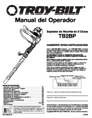 MTD Troy-Bilt TB2BP 2 Cycle Backpack Blower Owners Manual page 17