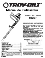 MTD Troy-Bilt TB2BP 2 Cycle Backpack Blower Owners Manual page 9