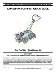 MTD Troy-Bilt 450 Series Rear Tine Tiller Lawn Mower Owners Manual page 1
