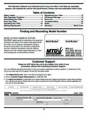 MTD Troy-Bilt 450 Series Rear Tine Tiller Lawn Mower Owners Manual page 2