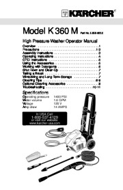 Kärcher K 360 M Electric Power High Pressure Washer Owners Manual page 1