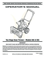 MTD 3AA 3CA Snow Blower Owners Manual page 1