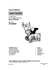 Craftsman 247.888550 Craftsman 28-Inch Snow Thrower Owners Manual page 1