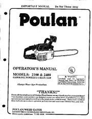 Poulan 2100 2400 Chainsaw Owners Manual page 1