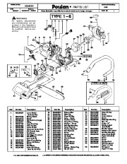 Poulan 1950 Chainsaw Parts List page 1