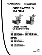 Simplicity 8526 9528 10530 11532 Snow Blower Owners Manual page 3