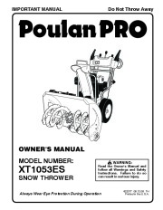 Poulan Pro XT1053ES 422077 Snow Blower Owners Manual page 1