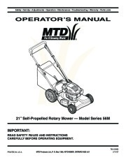 MTD 56M Series 21 Inch Self Propelled Rotary Lawn Mower Owners Manual page 1