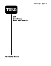Toro 38052 521 Snowblower Manual, 1996 page 1