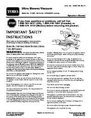 Toro 51599 Ultra Blower/Vacuum Manual, 2007 page 1