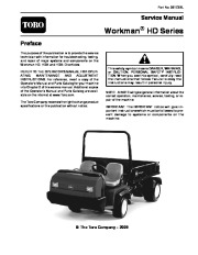 Toro 09173SL Service Manual Workman HD Series Preface Publication page 1