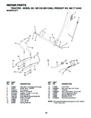 Weed Eater GE1138 SN1138A Lawn Tractor Repair Manual, 2002 page 15