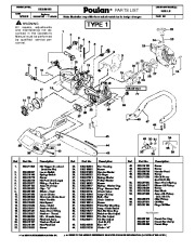 Poulan 1950 LE Chainsaw Parts List page 1