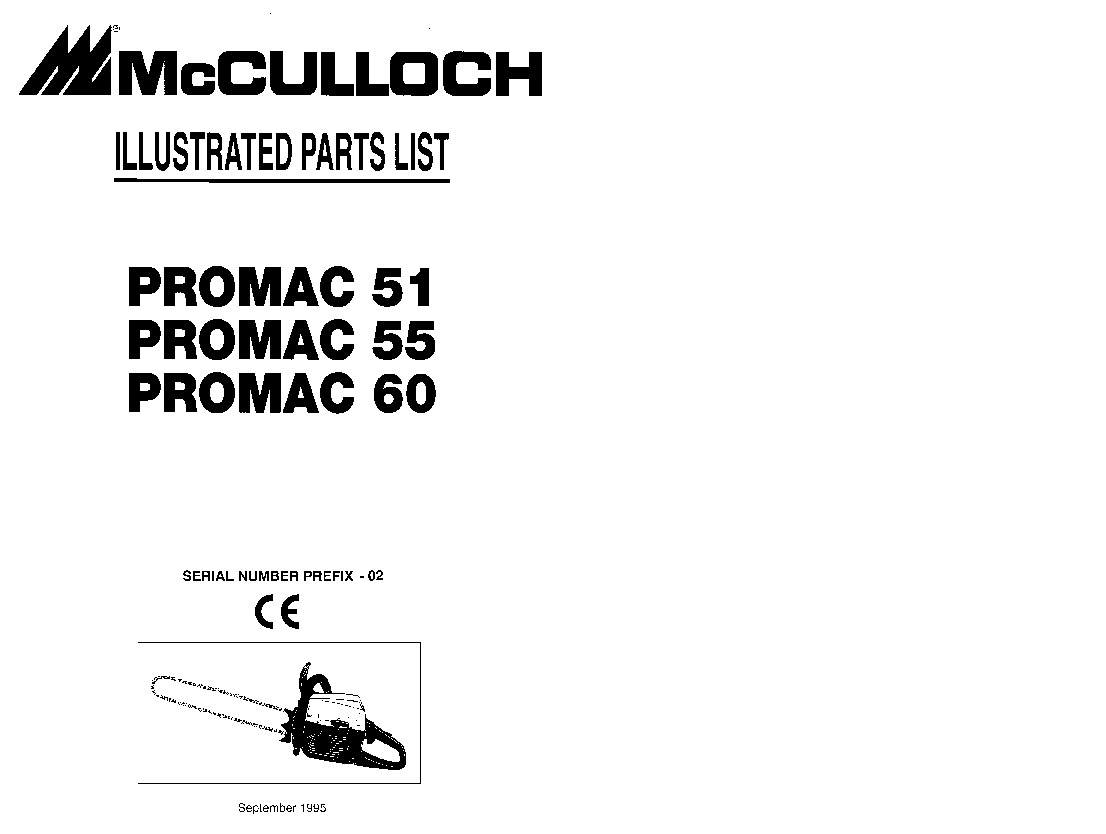 Mcculloch 850 pro mac parts manual