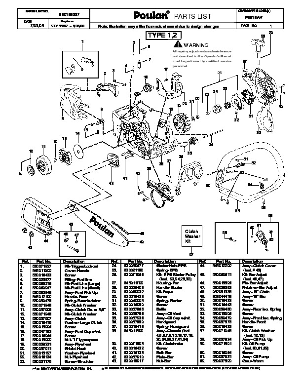Pro Mac 610 Model 13600041-29 Mcculloch Chainsaw Manual