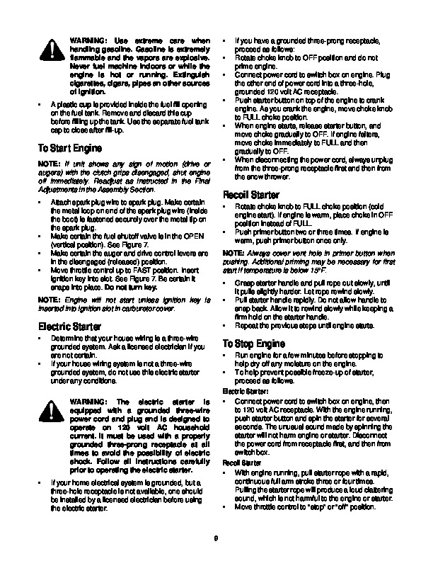 MTD Cub Cadet 826 4×4 Snow Blower Owners Manual