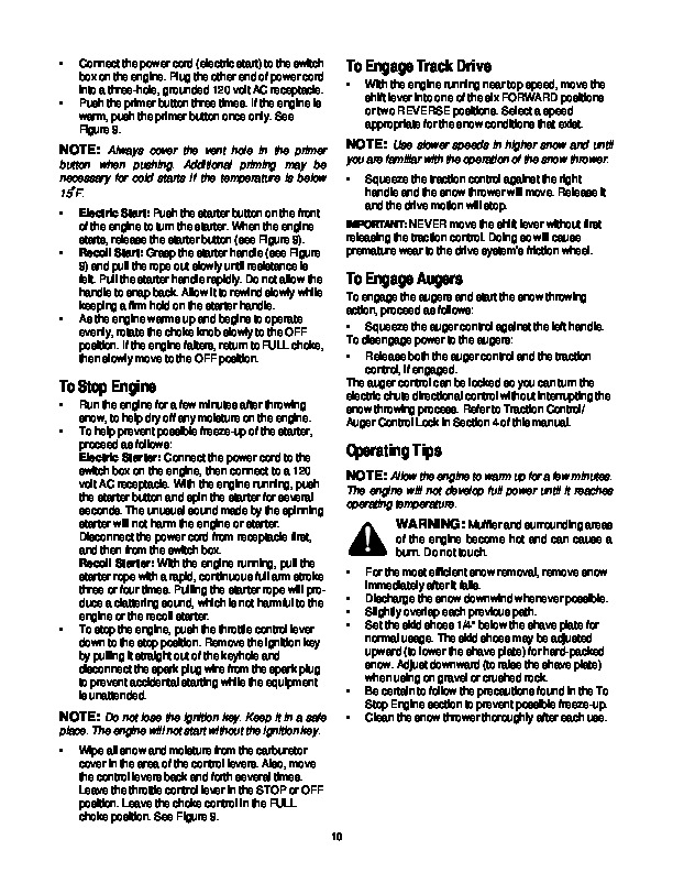 MTD Cub Cadet 724 STE 926 STE Snow Blower Owners Manual